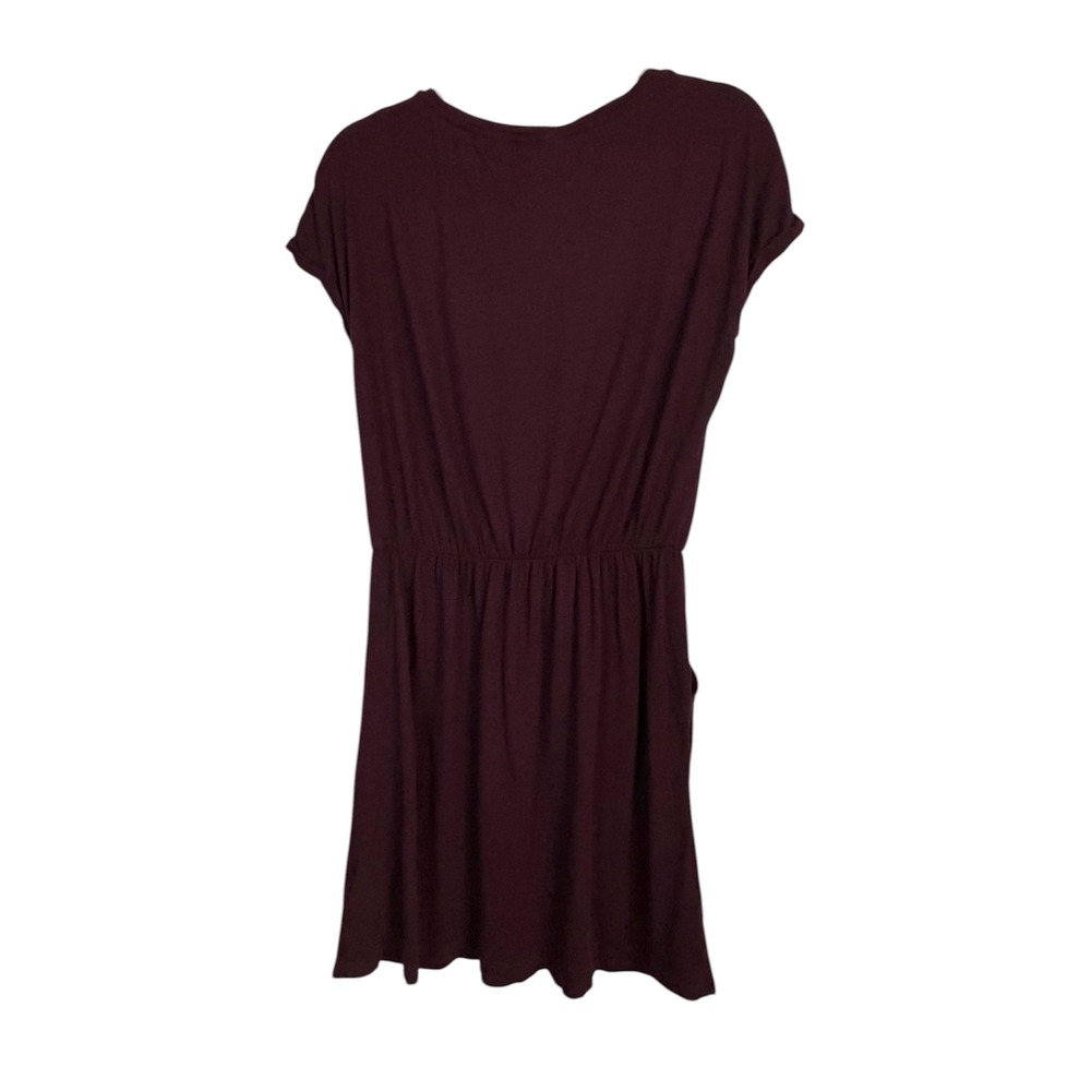 H&M Basics Women's Burgundy Short Sleeve Elastic Waist  T-Shirt Dress Size M